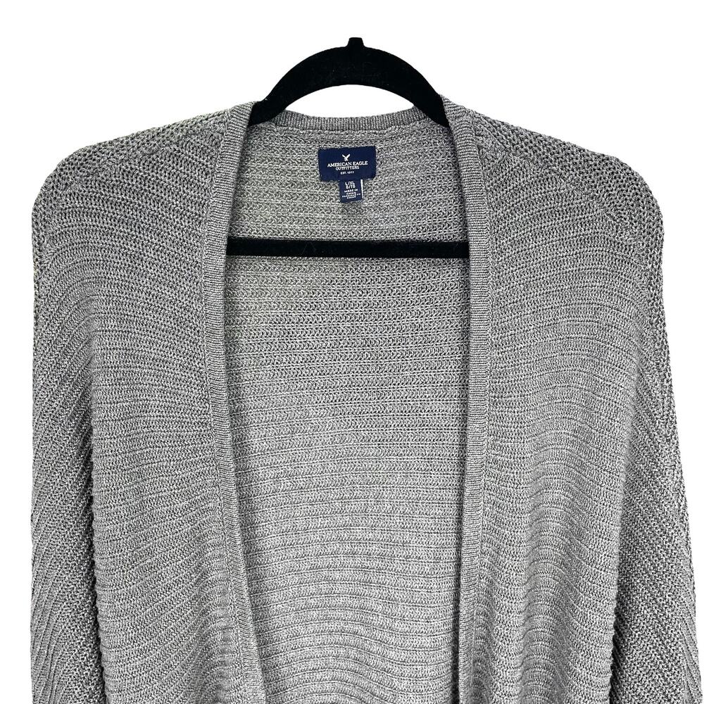 AMERICAN EAGLE Women's LONG CARDIGAN SWEATER Gray Size L/XL - Picture 4 of 7
